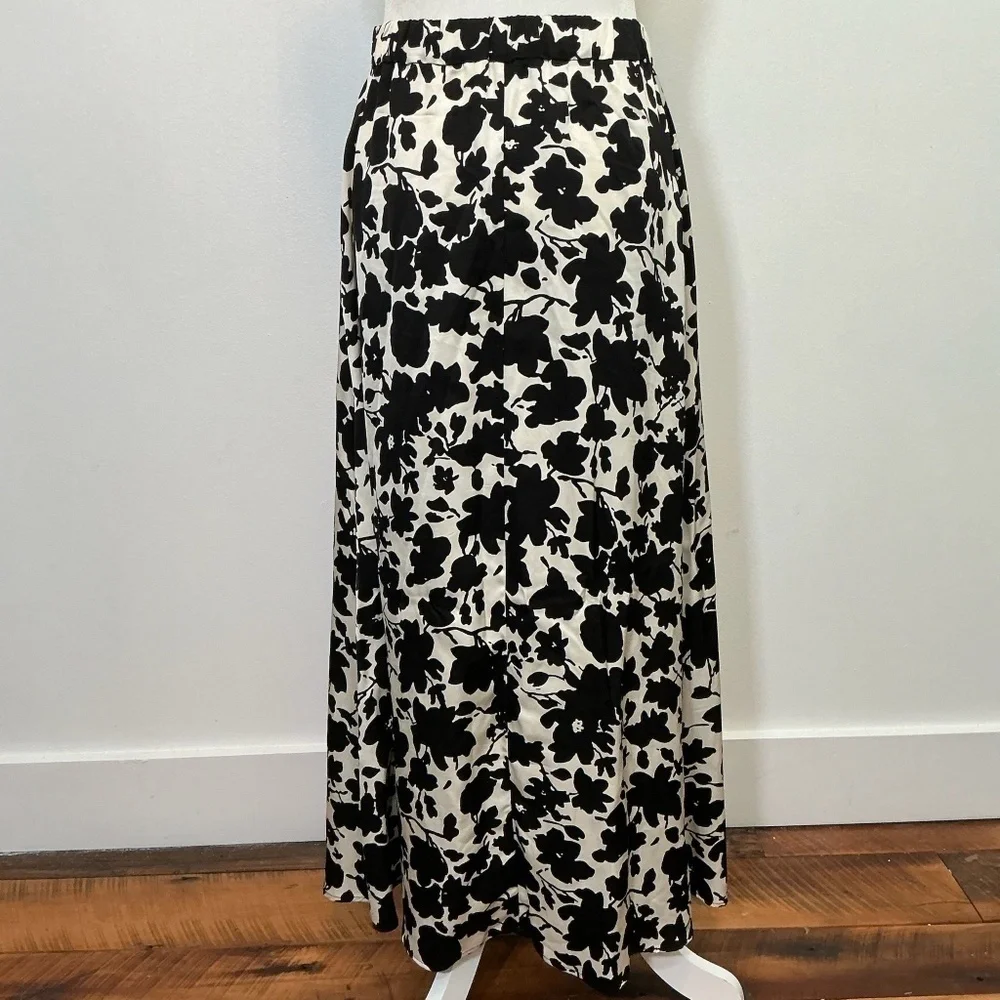 Gerard Darel Bastian Paris Black White Floral Maxi Skirt Size 3 (US Large)